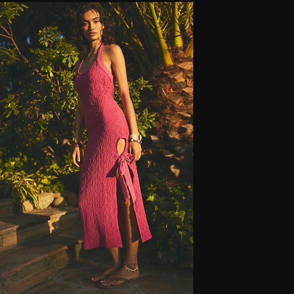 Free People W omen Rose Violet Sea Foam Midi Dress Size M NWOT